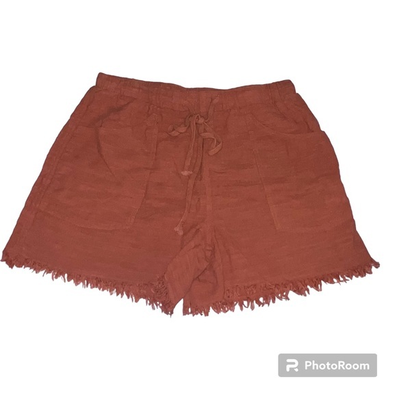 GiGio rust orange light weight raw hem high waist shorts size medium - Picture 1 of 5